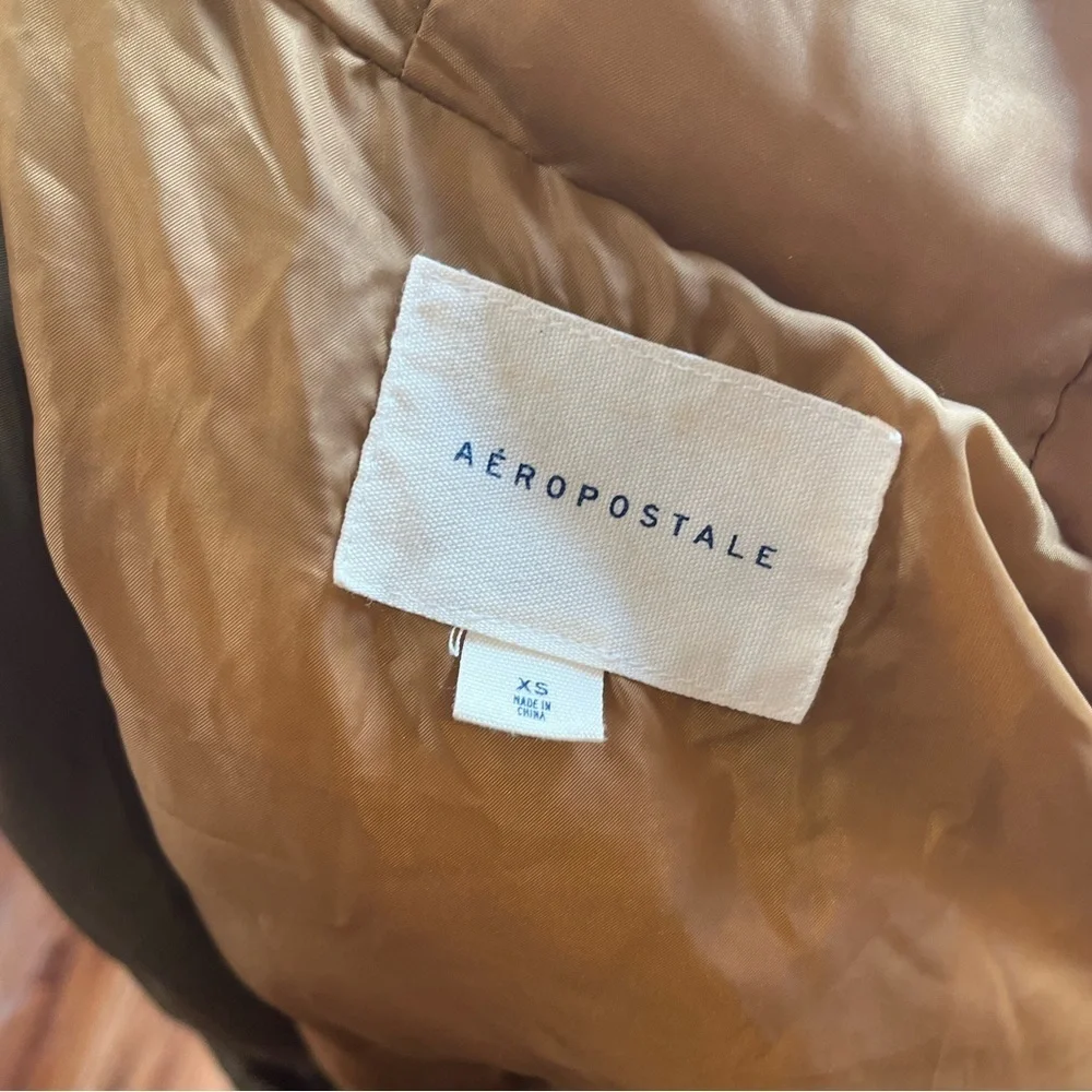Aeropostale XS Olive Parka Gorpcore Granola Faux Fur Utility Jacket